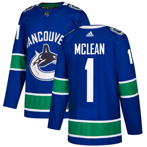 Adidas Men Vancouver Canucks 1 Kirk Mclean Blue Home Authentic Stitched NHL Jersey